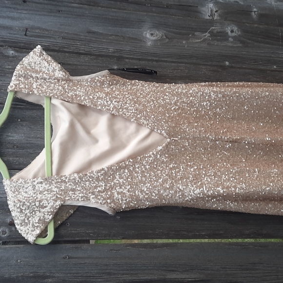 Sorella Vita SV Gold Sequin Dress Low Back Size 10 Gorgeous Gown Bridal Prom - Picture 10 of 16